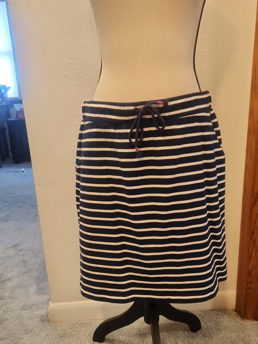 Joules Navy and White Striped Drawstring Skirt Size 10